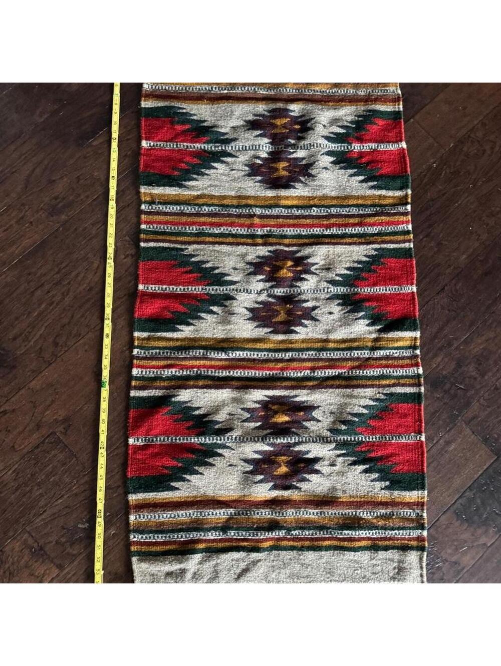 Vintage 70 / 80s Southwestern Wool Woven Accent tapestry, rug 55x26 Boho Western